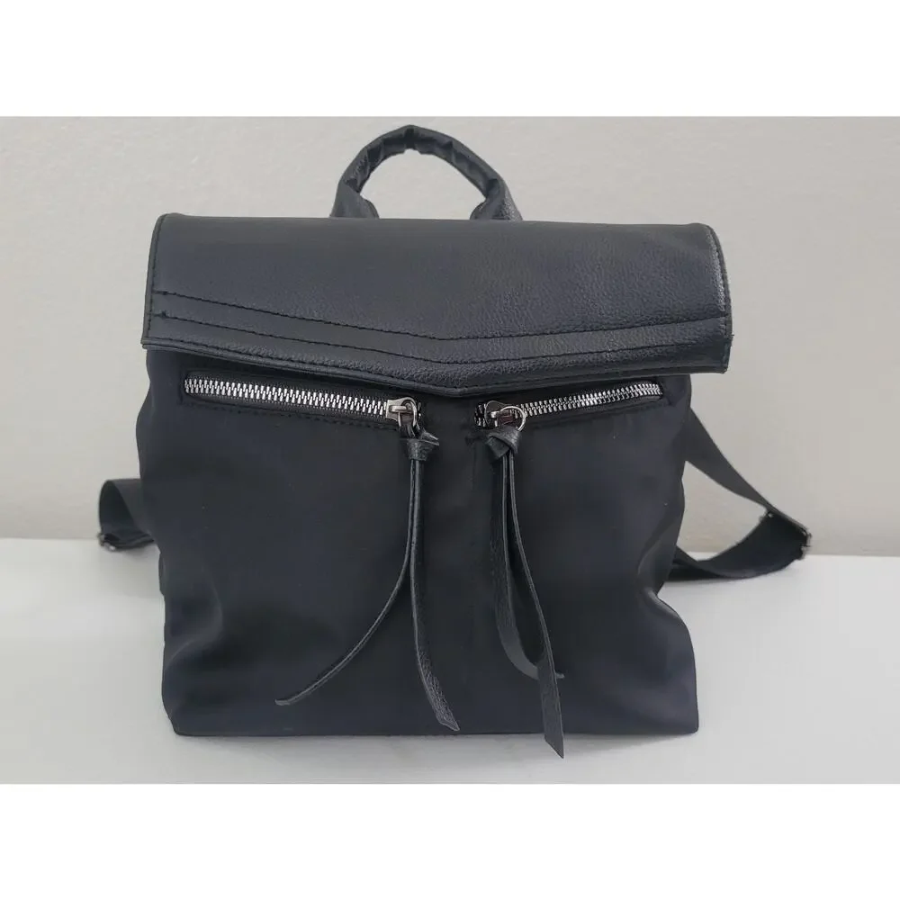 Botkier New York Black Nylon Leather Backpack Silver Hardware Women’s Bag